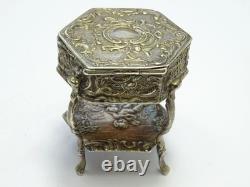 Edwardian Art Nouveau Sterling Silver Dolls House Miniature Cabinet Trinket Box