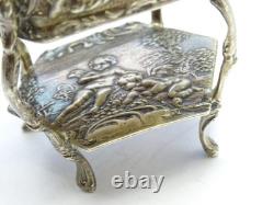 Edwardian Art Nouveau Sterling Silver Dolls House Miniature Cabinet Trinket Box