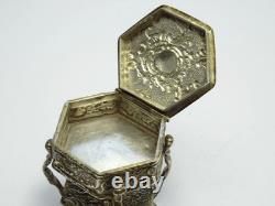 Edwardian Art Nouveau Sterling Silver Dolls House Miniature Cabinet Trinket Box