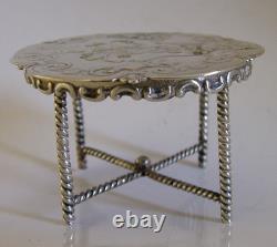 English Antique Sterling Silver Miniature Dolls House Toy Table 1901