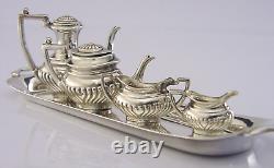 English Solid Sterling Silver Miniature Dolls House Tea Set 1976