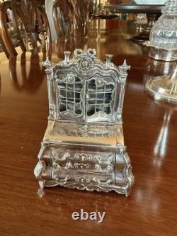Extremely Rare Antique Solid Silver Dolls House Bureau Bookcase 7 Tall X 4 W
