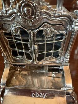 Extremely Rare Antique Solid Silver Dolls House Bureau Bookcase 7 Tall X 4 W