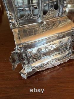 Extremely Rare Antique Solid Silver Dolls House Bureau Bookcase 7 Tall X 4 W
