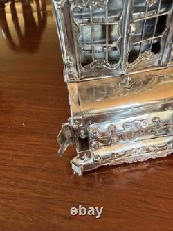 Extremely Rare Antique Solid Silver Dolls House Bureau Bookcase 7 Tall X 4 W