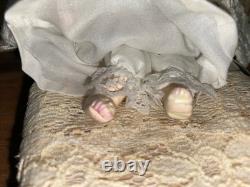 Fab 12th Scale Dollshouse Miniature Character Grandma Doll In Vintage Brass Bed