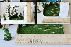 Fairy room in the suitcase. Miniature dollhouse forest diorama 112 scale swing