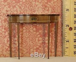 Ferd Sobol Demi-Lune Console Table with Inlay Artisan Dollhouse Miniature (FS-831)