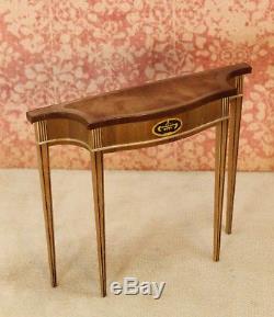 Ferd Sobol Demi-Lune Console Table with Inlay Artisan Dollhouse Miniature (FS-831)