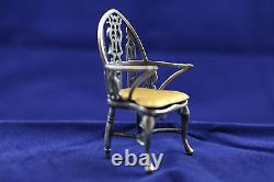 Fine Estate Fresh Sterling Silver Doll House Miniature Windsor Armchair. 925