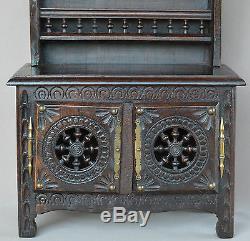 French Breton Antique Handmade Wood Doll Furniture Cabinet Dresser Crockery