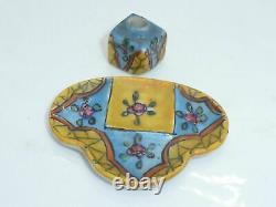 French miniature Inkwell Desvres Faience Gabriel Fourmaintraux Dolls' House Desk