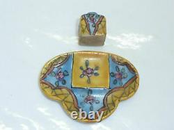 French miniature Inkwell Desvres Faience Gabriel Fourmaintraux Dolls' House Desk