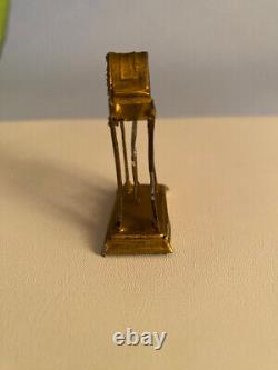 GERLACH Doll House 19thc German Miniature Gilded Metal CLOCK, pendulum moves