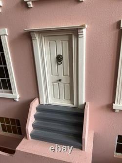 Georgian Style 112 Wooden 3-Storey 8-Room Doll's House Light Up. Handmade in UK