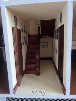 Georgian Style 112 Wooden 3-Storey 8-Room Doll's House Light Up. Handmade in UK