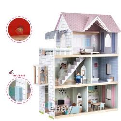 Giant bean Wooden Dolls House, 2.6 Feet High with Elevator, Doorbell, Light, 15