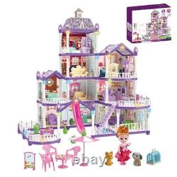Girls Doll House 4 Tire 13 Room Miniature Assembly Villa House Playset