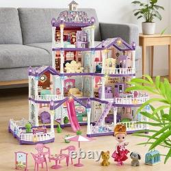 Girls Doll House 4 Tire 13 Room Miniature Assembly Villa House Playset