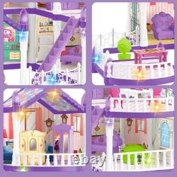 Girls Doll House 4 Tire 13 Room Miniature Assembly Villa House Playset