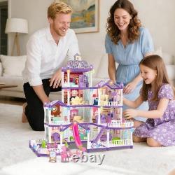 Girls Doll House 4 Tire 13 Room Miniature Assembly Villa House Playset