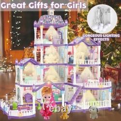 Girls Doll House 4 Tire 13 Room Miniature Assembly Villa House Playset