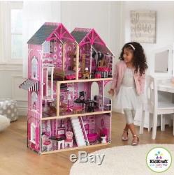 Girls Wooden Dollhouse KidKraft Bella Inc 16 Pieces of Furniture Role Play Toys