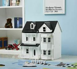 HILIROOM Wooden Dolls House Cottage, Victorian Kids Gift Doll House UK STOCK