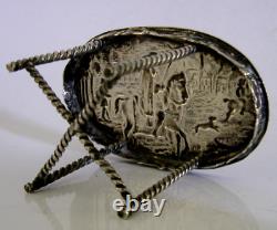 HORSE RIDING SOLID SILVER MINIATURE DOLLS HOUSE TOY TABLE c1900 NOVELTY ANTIQUE