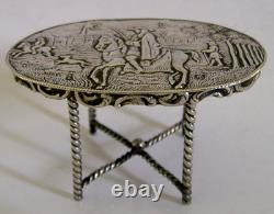 HORSE RIDING SOLID SILVER MINIATURE DOLLS HOUSE TOY TABLE c1900 NOVELTY ANTIQUE