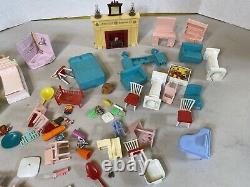 HUGE Vintage doll house miniature furniture house accessories lot 1B78