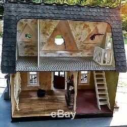 Handcrafted Wooden Eerie Haunted Dollhouse #19896