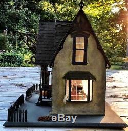 Handcrafted Wooden Eerie Haunted Dollhouse #19896