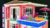 How To Make A Miniature Two Story Dollhouse With A Barbie Elevator Kitchen Bar Pool With Light