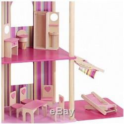 Howa Puppenhaus für Ankleidepuppen z. B. Barbie incl. 22 tlg. Möbelset aus Holz