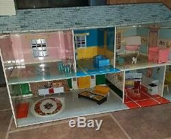 Huge 33 Marx Tin Litho Mansion Dollhouse Marxie Mansion VHTF with Furniture lot