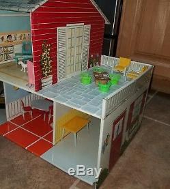 Huge 33 Marx Tin Litho Mansion Dollhouse Marxie Mansion VHTF with Furniture lot