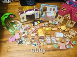 Huge Calico Critters Lot Red Roof House Furniture Accessories Treehouse Ballet