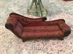 Ivan Lawson. Miniature furniture chaise lounge fainting couch doll house signed