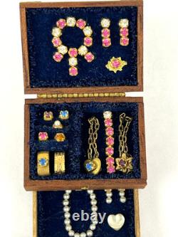 JB Signed Jewellery Box with Drawer Victorian Doll House Artisan 1/12 Miniature