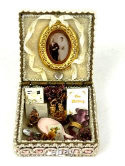 JB Signed Wedding Keepsake Box Doll House Artisan 1/12 Miniature