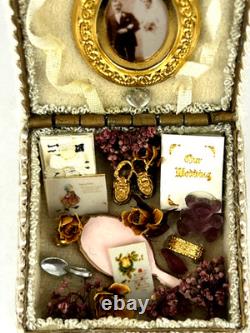JB Signed Wedding Keepsake Box Doll House Artisan 1/12 Miniature