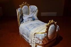 JUNE CLINKSCALES Hand Painted Mademoiselle bed in blue toile Dollhouse