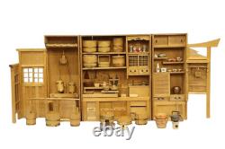 Japanese Miniature Kitchen Utensils Vintage Foldable Doll House 45x19 Taisho