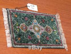 Joan Grimord Green Silk Punch Needle Rug Artisan Dollhouse Miniature