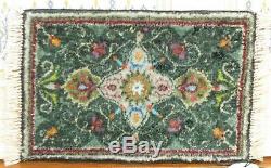 Joan Grimord Green Silk Punch Needle Rug Artisan Dollhouse Miniature