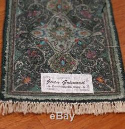 Joan Grimord Green Silk Punch Needle Rug Artisan Dollhouse Miniature