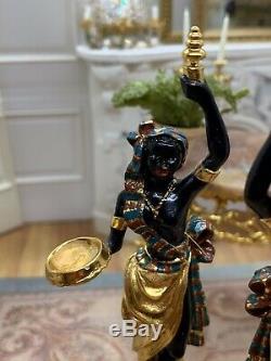 John Hodgson Dollhouse Miniature 5 Set Of Blackamoor Women Gold Over Pewter