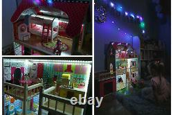 KINDERPLAY wooden dollhouse furniture accessories + LED light GS0020
