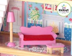 KidKraft Kids Chelsea Doll Big Wood Dollhouse Children Pink Fashion w Furniture